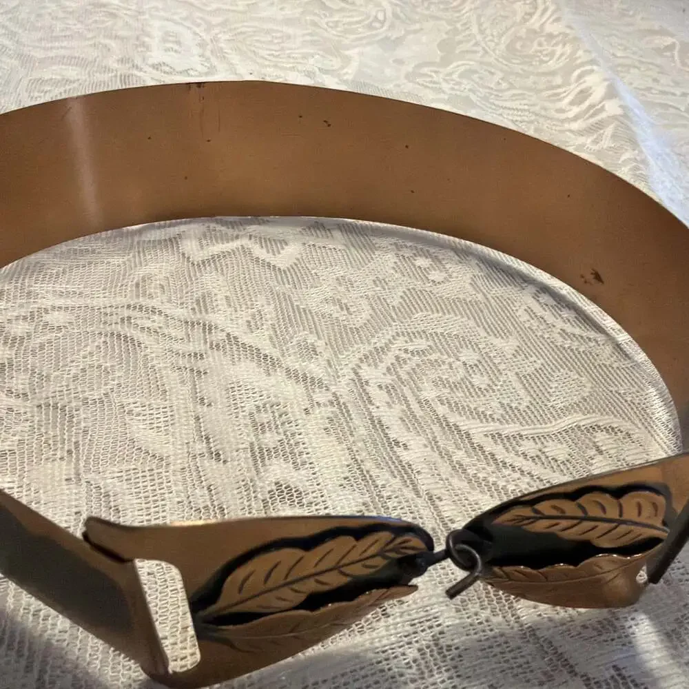 VINTAGE! 1950’s Solid Copper Leaf Adorned Belt 25”boho Whimsigoth Cinch Belt